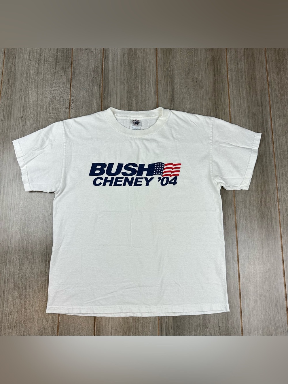 VTG Y2K Bush Cheney 2004 Political Campaign USA Shirt Men’s M White *stain